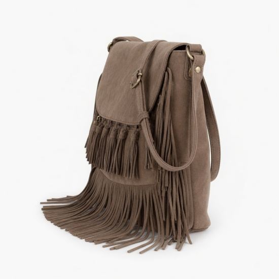 Womens Fashion Faux Suede Fringe Tassel Shoulder Bag Beach Handbags Messenger Bag