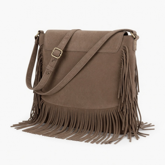 Womens Fashion Faux Suede Fringe Tassel Shoulder Bag Beach Handbags Messenger Bag