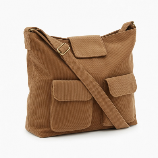Fashionable Corduroy Shoulder Bag Handbags For Women Large Capacity Casual Handbag For
