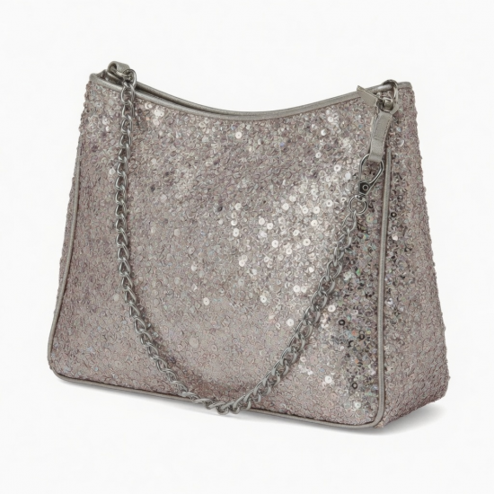 Women's Glitters Sequins Handbag Elegant Shoulder Bag Evening Purse for Work Shopping and