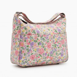 Trendy Women's Floral Shoulder Bag Nylon Underarm Purse Spacious Handbag For Work Casual