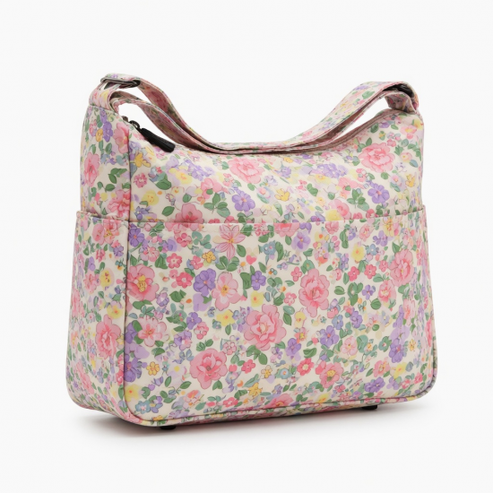 Trendy Women's Floral Shoulder Bag Nylon Underarm Purse Spacious Handbag For Work Casual
