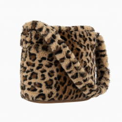 1pc Plush Shoulder Bag, Leopard Print Women's Bag, Fur Bag Cross-body Bag