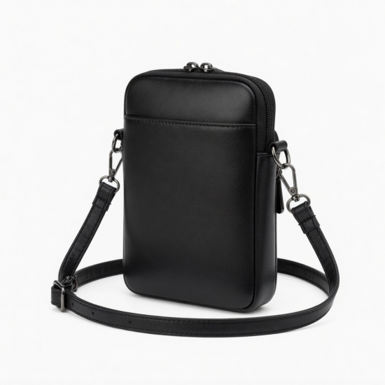 1Pc PU Leather Phone Bag Double Zipper Small Crossbody Bag PU Leather Small Bag Women'S
