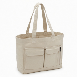Canvas Toted Bag with Compartments and Multi Pocket Women Casual Shoulder Handbag