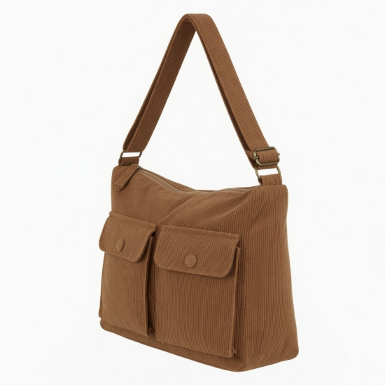 Women's Corduroy Shoulder Bag Large Handbag For Commuting And Daily