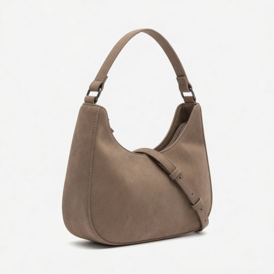 Fashionable Faux Sueded Crescent Shoulder Bag Casual Women's Top handle Handbag