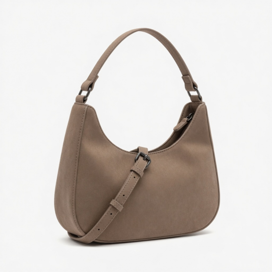 Fashionable Faux Sueded Crescent Shoulder Bag Casual Women's Top handle Handbag