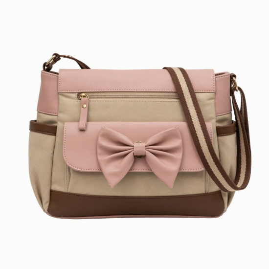 Spacious Women¡¯s Shoulder Bag Color Combination Functional Compartments Fashionable Bows