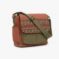 Women's Vintage Messenger Bag Handbag - Ethnic Printed Shoulder Bag with Adjustable