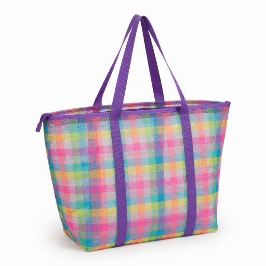 Colorful Mesh Beach Toted Bags Swimming Pool Bag Organizers Travel Cosmetic Bag Foldable
