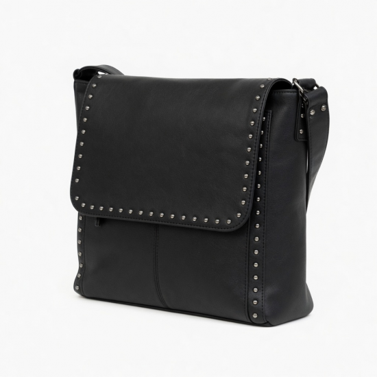 PU1eatherShoulder Bag with Studded Detailing Stylish Armpit Bags for Women