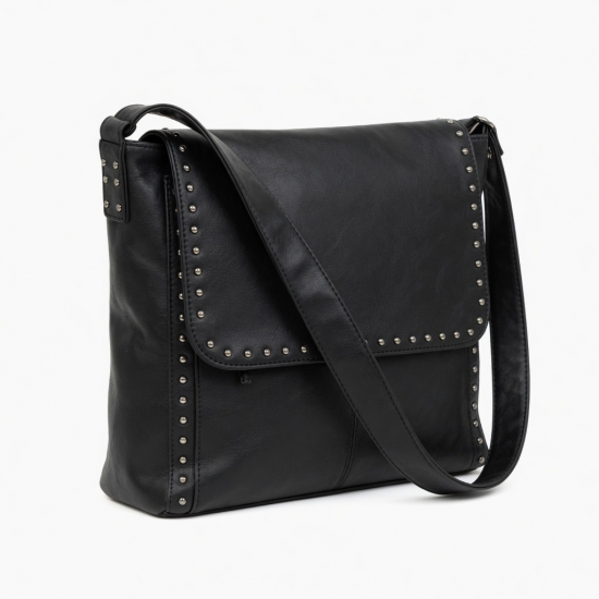PU1eatherShoulder Bag with Studded Detailing Stylish Armpit Bags for Women