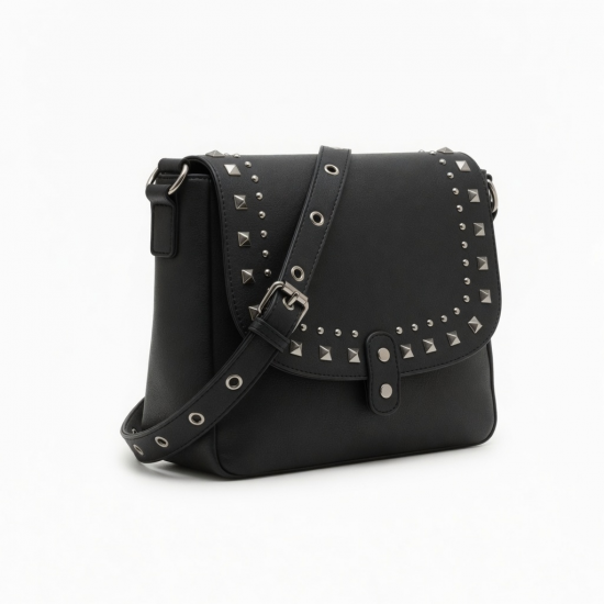 Punk Styles Shoulder Bag for Women PU Leather Studded Crossbody Bag Elegant Underarm