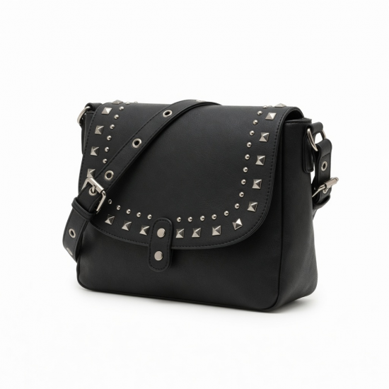 Punk Styles Shoulder Bag for Women PU Leather Studded Crossbody Bag Elegant Underarm