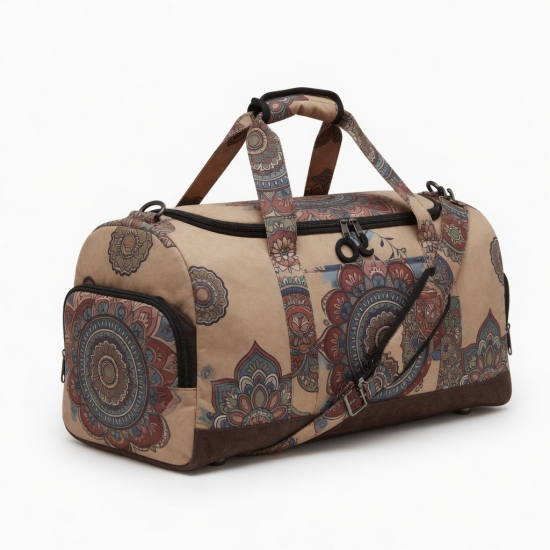 Bohemian Mandala print duffel bag, women's travel bag, yoga bag