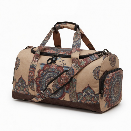 Bohemian Mandala print duffel bag, women's travel bag, yoga bag