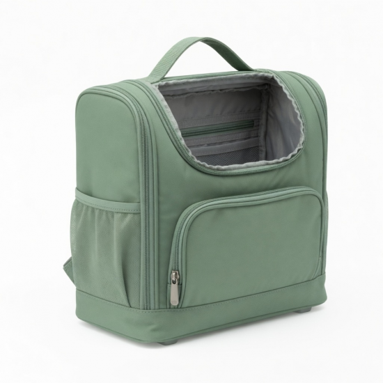 New standing travel cosmetic bag, large-capacity multi-partition, with handle,