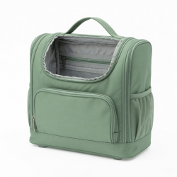 New standing travel cosmetic bag, large-capacity multi-partition, with handle,